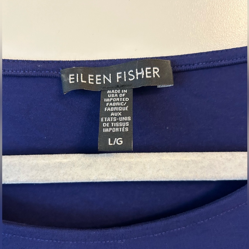 Eileen Fisher Tunic Dress Large Lagenlook Stretch Comfort Knit Jersey Pockets - Picture 2 of 4